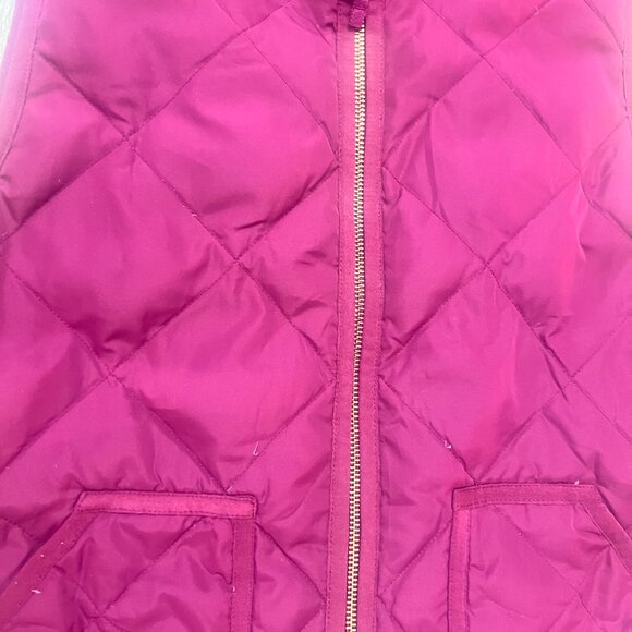 J Crew Vest Women's Small Quilted Down Puffer Maroon Full Zip Sleeveless - Picture 3 of 7